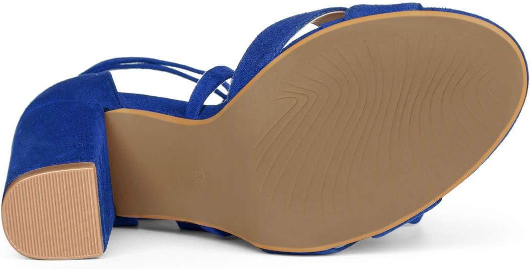 imageAllegra K Womens Block Heeled Lace Up SandalsDeep Blue