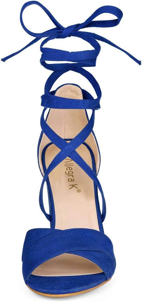 imageAllegra K Womens Block Heeled Lace Up SandalsDeep Blue