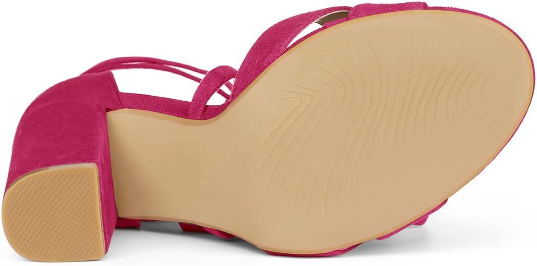 imageAllegra K Womens Block Heeled Lace Up SandalsHot Pink