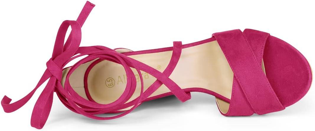 imageAllegra K Womens Block Heeled Lace Up SandalsHot Pink