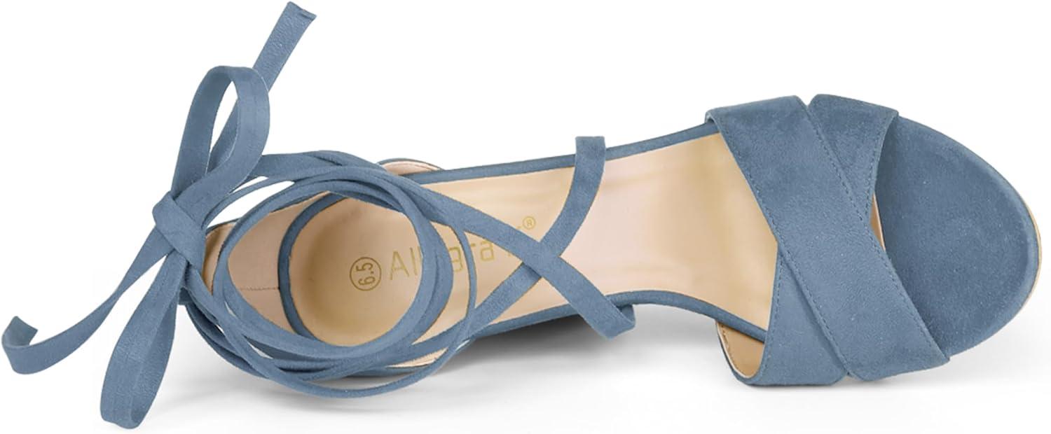 imageAllegra K Womens Block Heeled Lace Up SandalsLight Blue