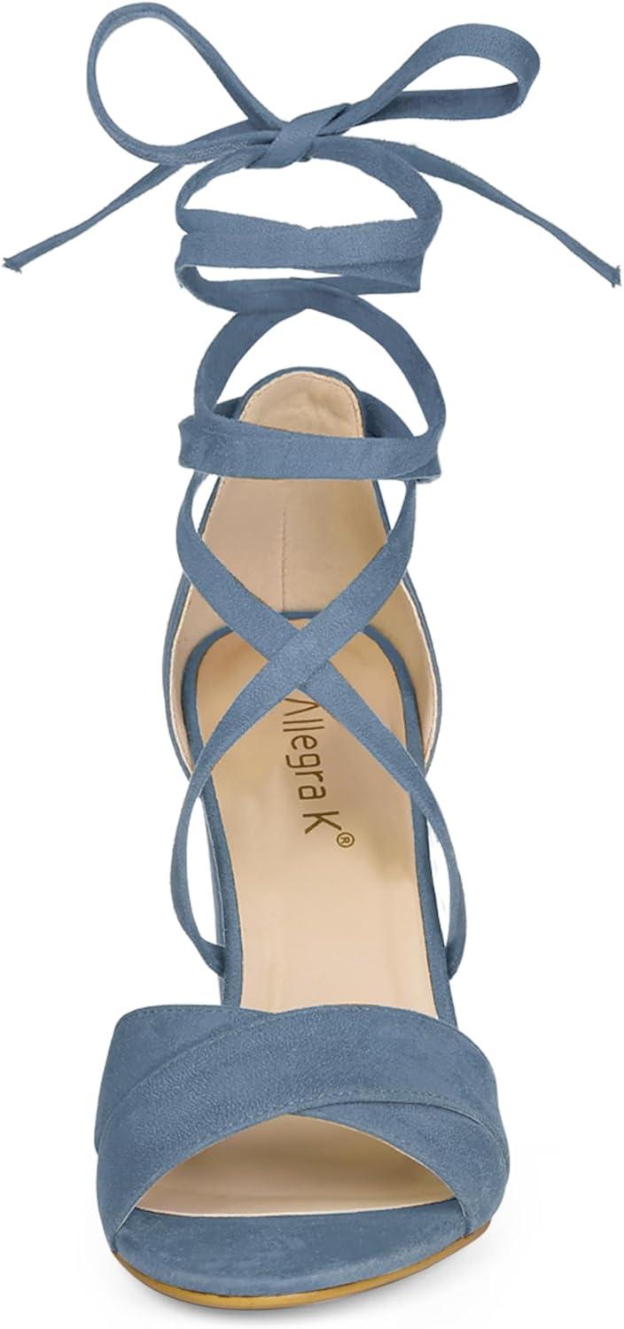 imageAllegra K Womens Block Heeled Lace Up SandalsLight Blue