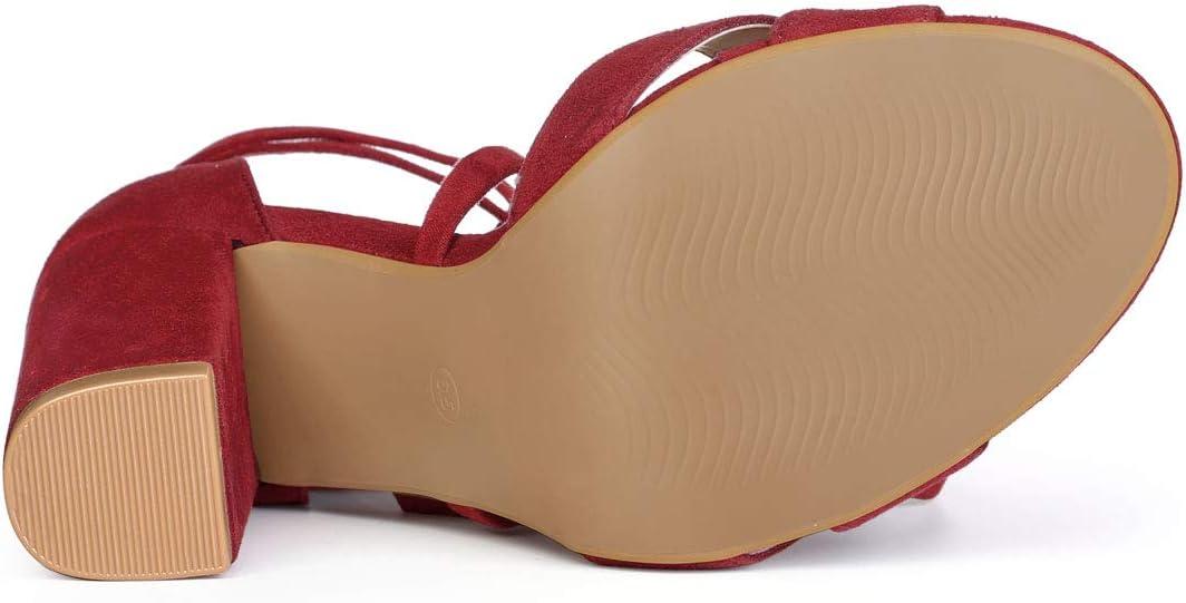 imageAllegra K Womens Block Heeled Lace Up SandalsRed