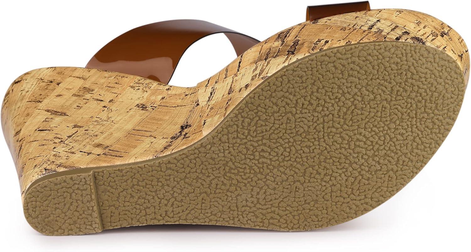 imageAllegra K Womens Clear Platform Transparent Straps Wedge Heels SandalsBrown Clear