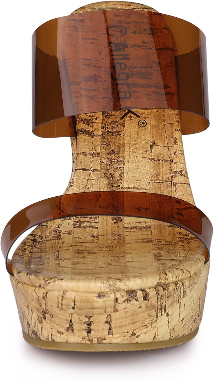 imageAllegra K Womens Clear Platform Transparent Straps Wedge Heels SandalsBrown Clear