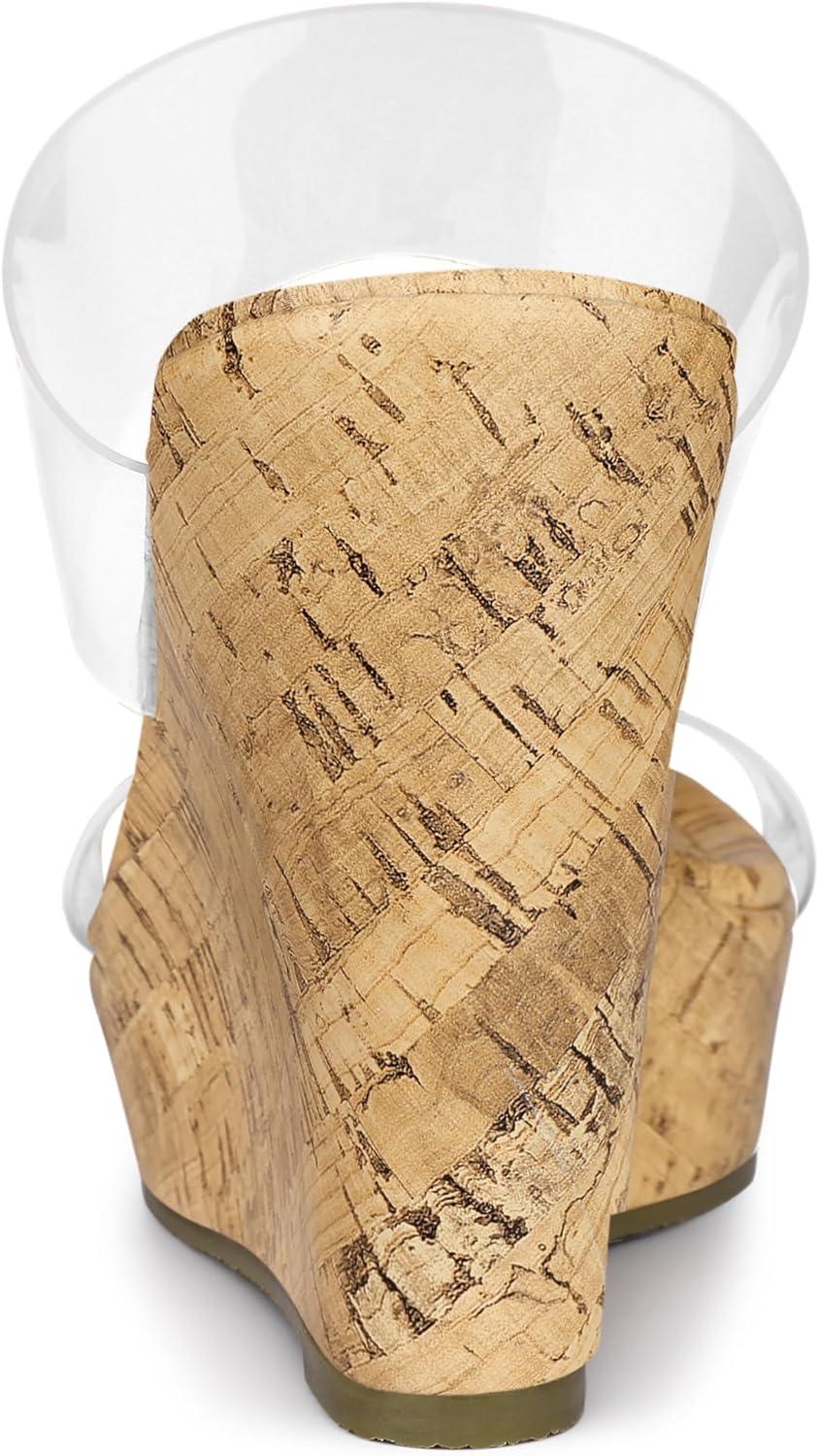 imageAllegra K Womens Clear Platform Transparent Straps Wedge Heels SandalsClear