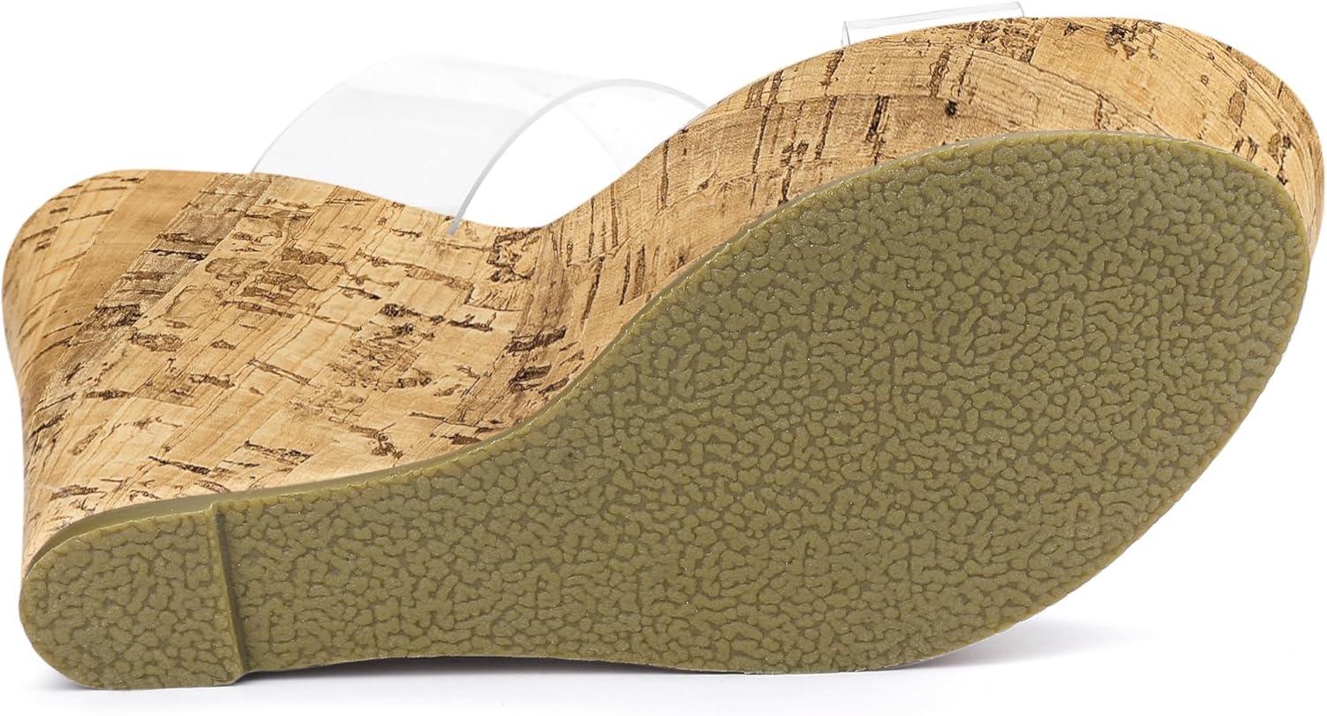 imageAllegra K Womens Clear Platform Transparent Straps Wedge Heels SandalsClear