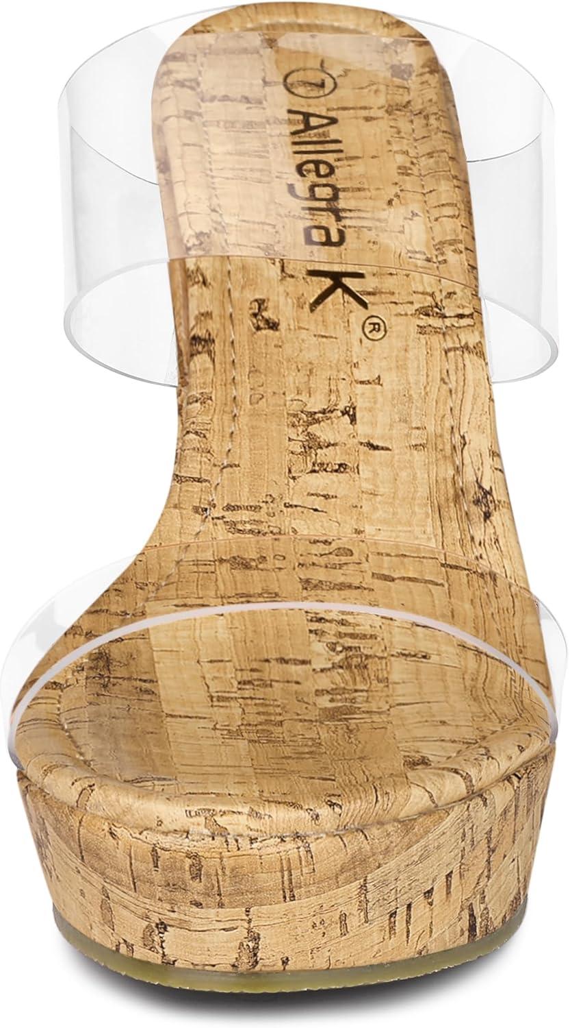 imageAllegra K Womens Clear Platform Transparent Straps Wedge Heels SandalsClear