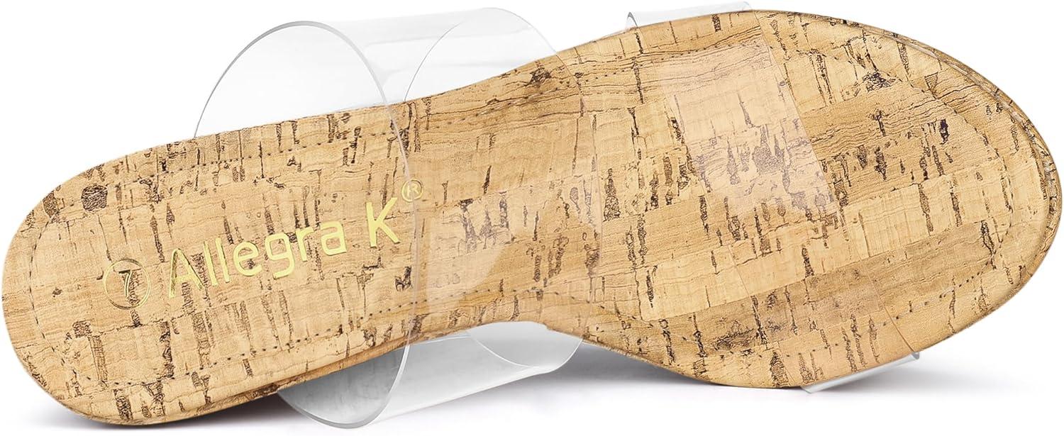 imageAllegra K Womens Clear Platform Transparent Straps Wedge Heels SandalsClear