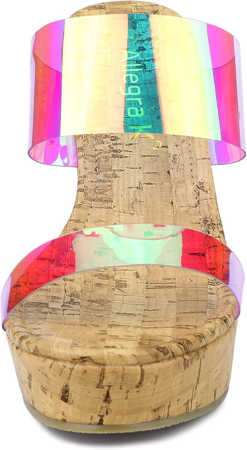 imageAllegra K Womens Clear Platform Transparent Straps Wedge Heels SandalsColorful