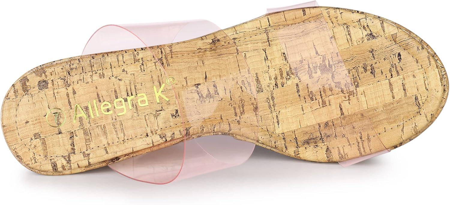 imageAllegra K Womens Clear Platform Transparent Straps Wedge Heels SandalsPink Clear