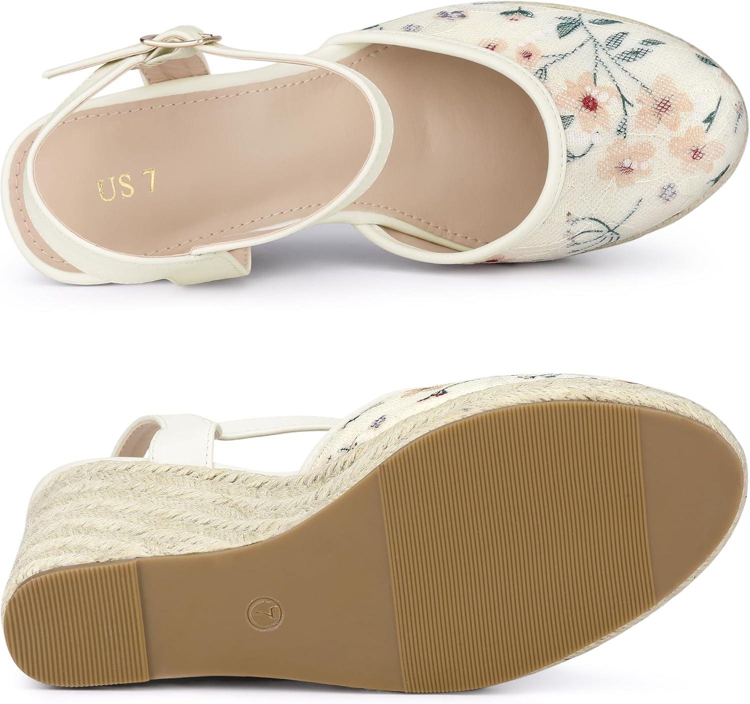 imageAllegra K Womens Closed Toe Platform Espadrilles Lace Wedge Heel SandalsWhite Green