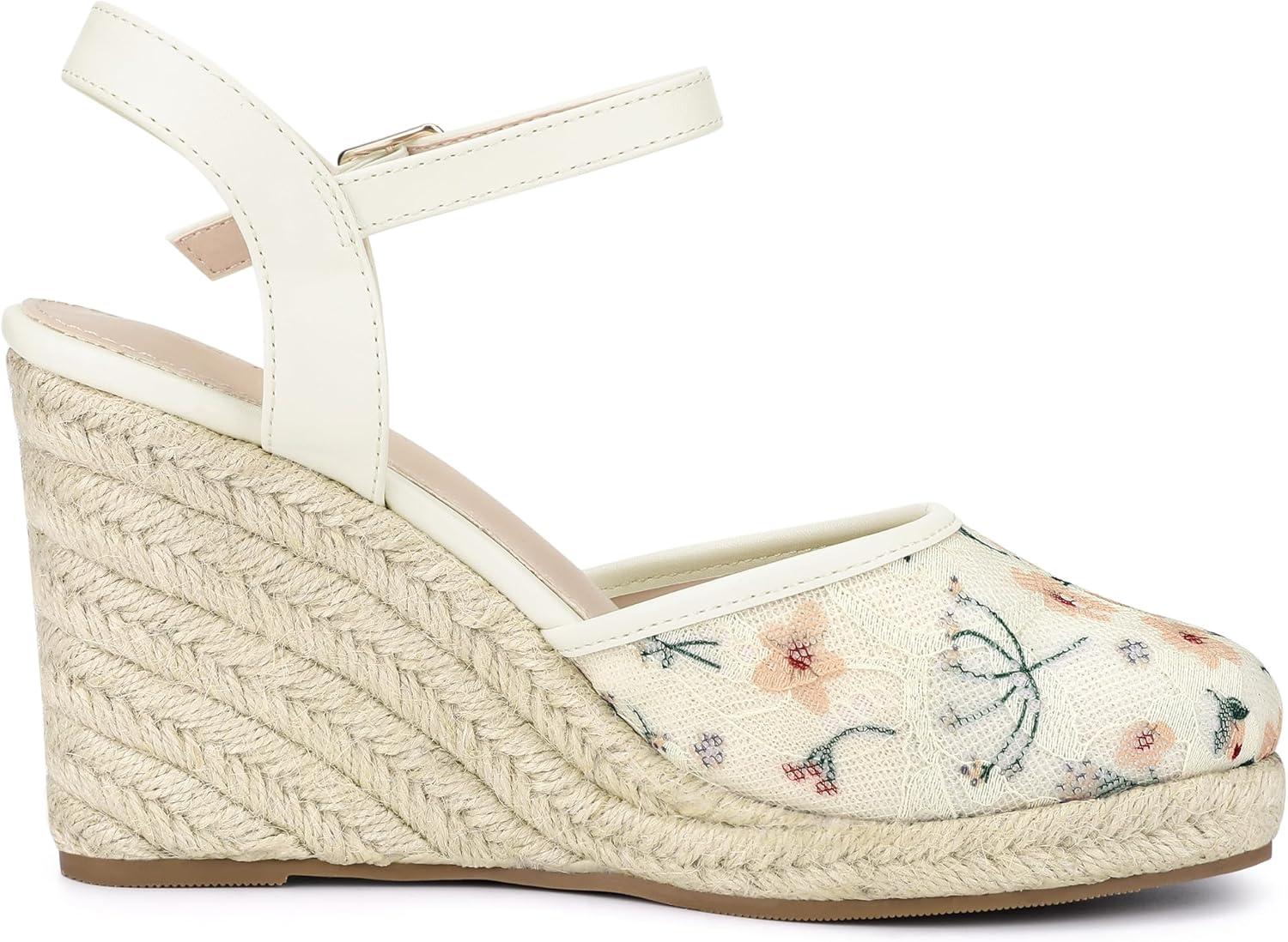 imageAllegra K Womens Closed Toe Platform Espadrilles Lace Wedge Heel SandalsWhite Green