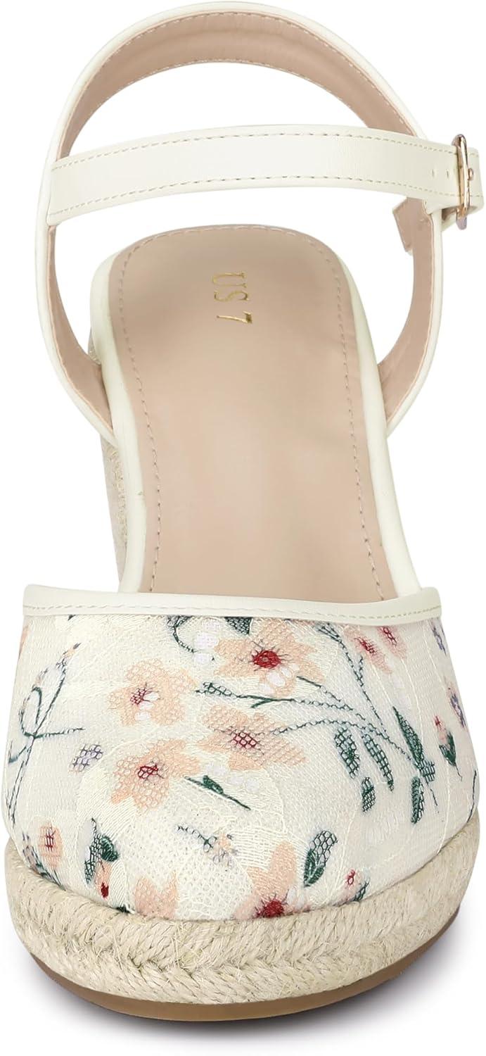 imageAllegra K Womens Closed Toe Platform Espadrilles Lace Wedge Heel SandalsWhite Green