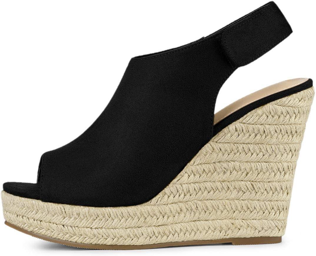 imageAllegra K Womens Espadrille Platform Heeled Wedges SandalsBlack