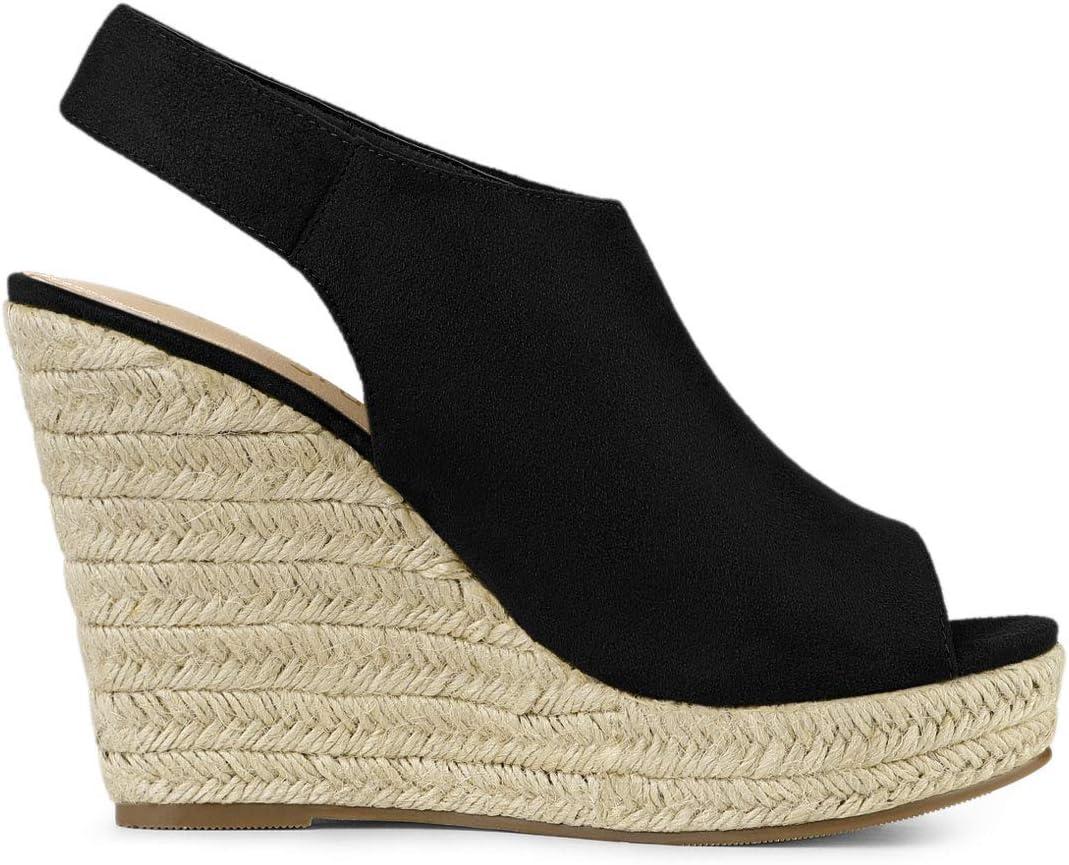imageAllegra K Womens Espadrille Platform Heeled Wedges SandalsBlack