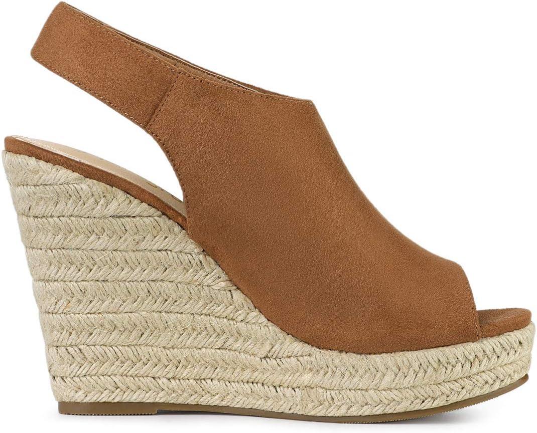 imageAllegra K Womens Espadrille Platform Heeled Wedges SandalsBrown