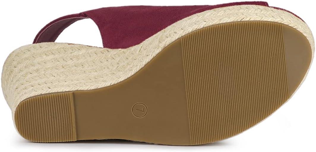 imageAllegra K Womens Espadrille Platform Heeled Wedges SandalsBurgundy