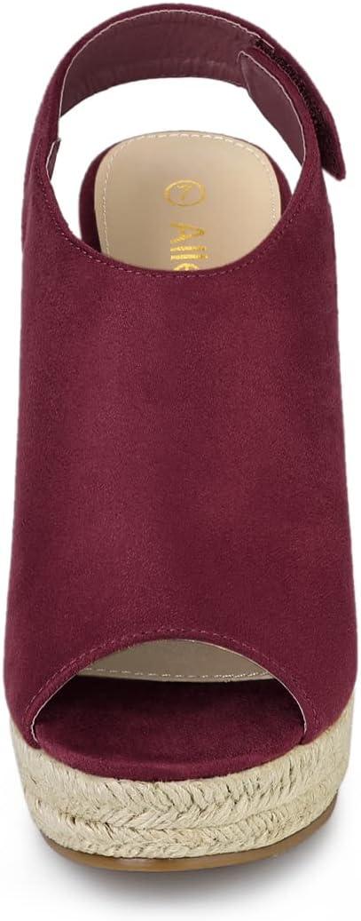 imageAllegra K Womens Espadrille Platform Heeled Wedges SandalsBurgundy