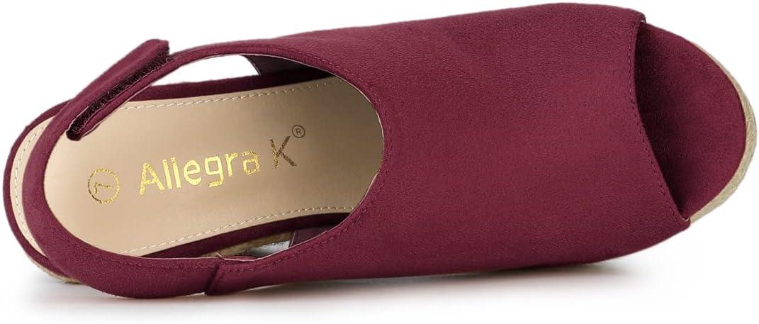 imageAllegra K Womens Espadrille Platform Heeled Wedges SandalsBurgundy