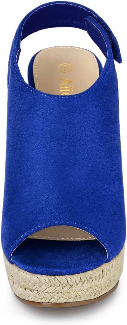 imageAllegra K Womens Espadrille Platform Heeled Wedges SandalsDeep Blue