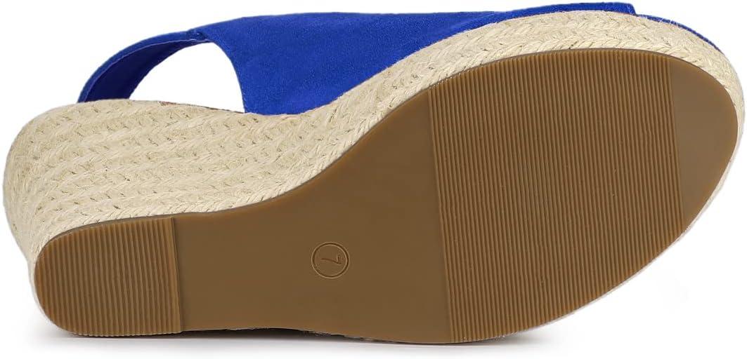 imageAllegra K Womens Espadrille Platform Heeled Wedges SandalsDeep Blue
