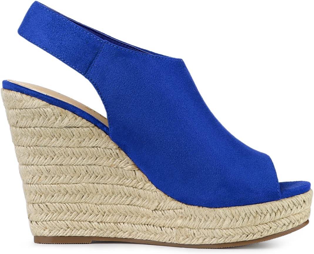 imageAllegra K Womens Espadrille Platform Heeled Wedges SandalsDeep Blue