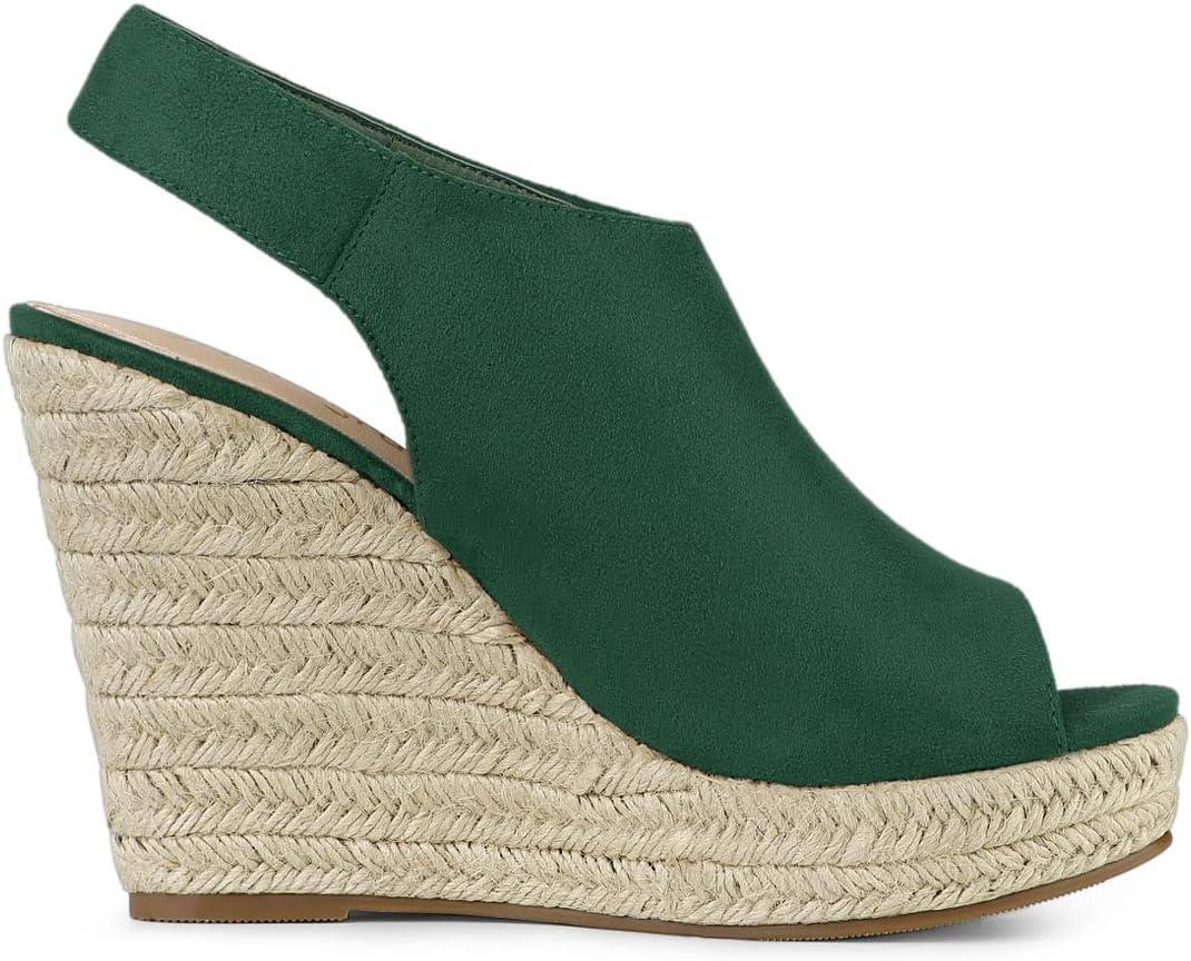 imageAllegra K Womens Espadrille Platform Heeled Wedges SandalsEmerald Green