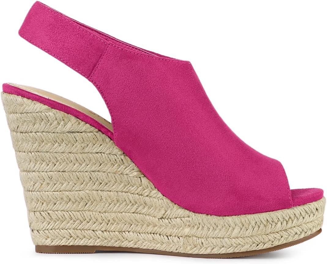 imageAllegra K Womens Espadrille Platform Heeled Wedges SandalsHot Pink