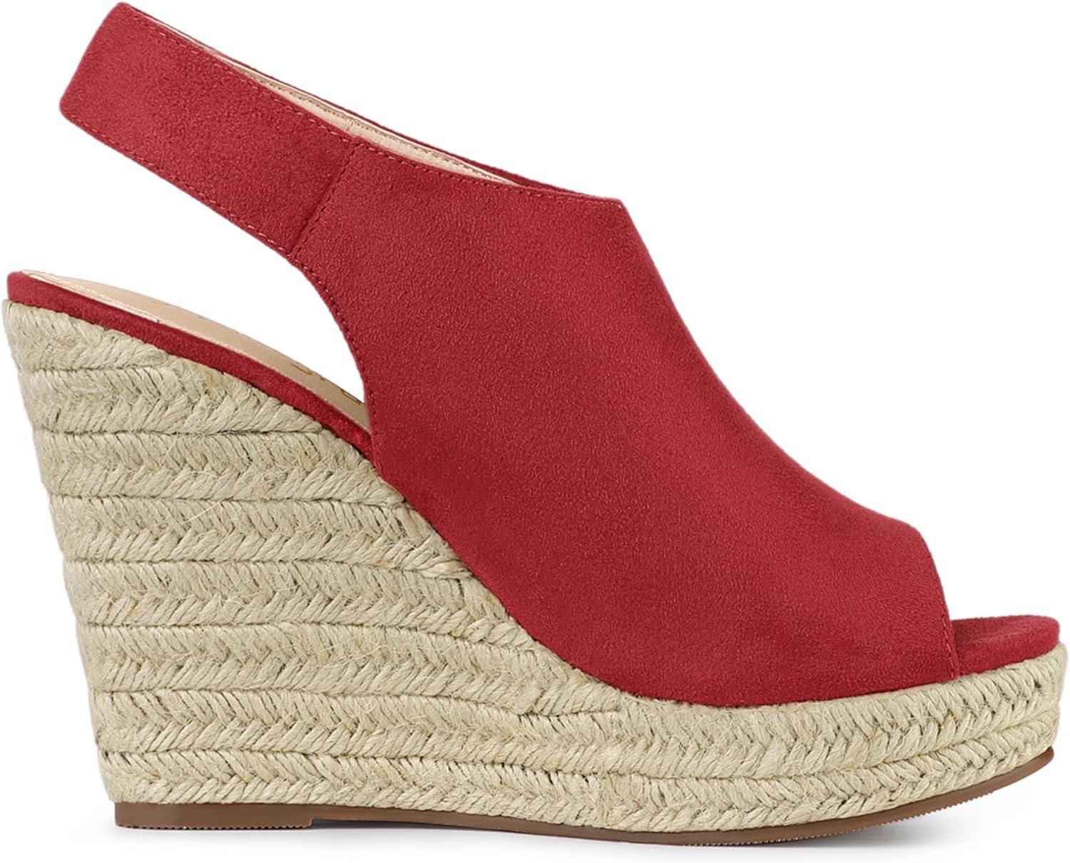 imageAllegra K Womens Espadrille Platform Heeled Wedges SandalsRed