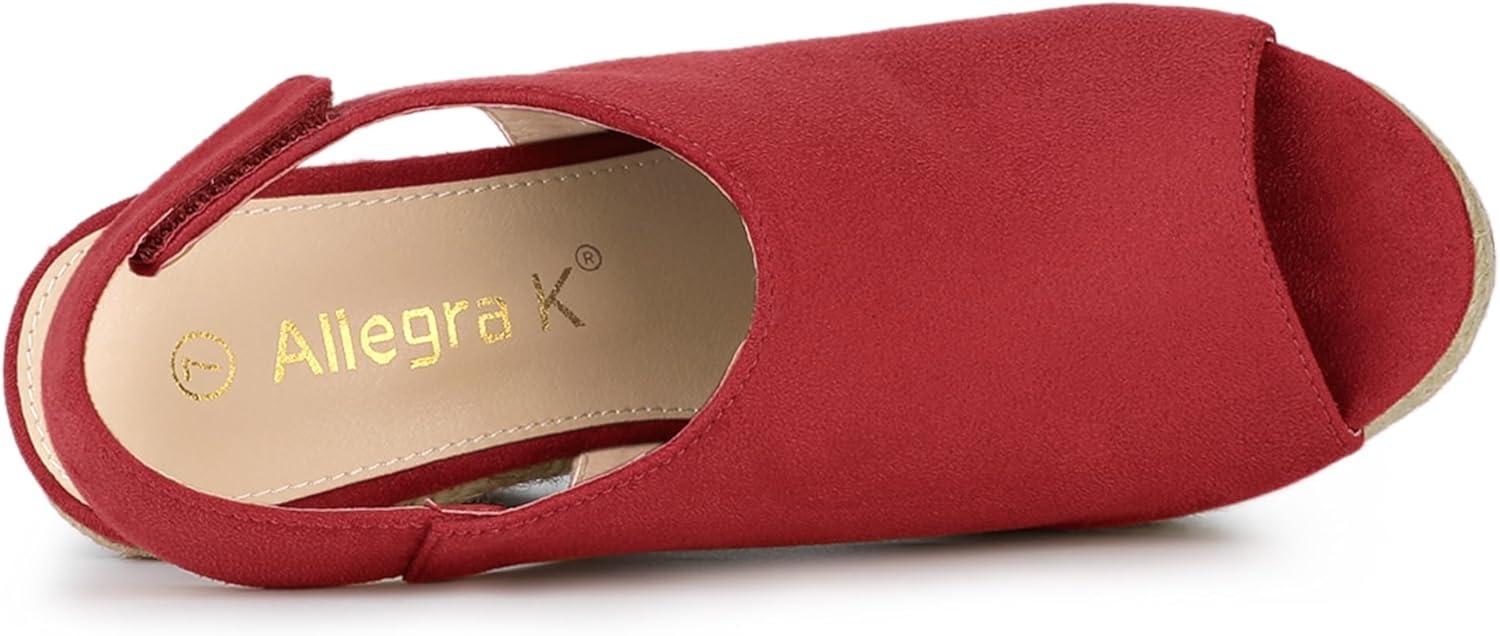 imageAllegra K Womens Espadrille Platform Heeled Wedges SandalsRed