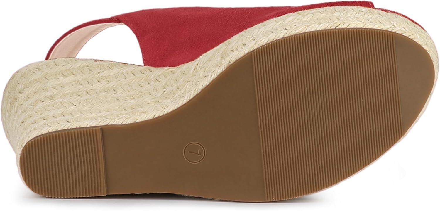 imageAllegra K Womens Espadrille Platform Heeled Wedges SandalsRed