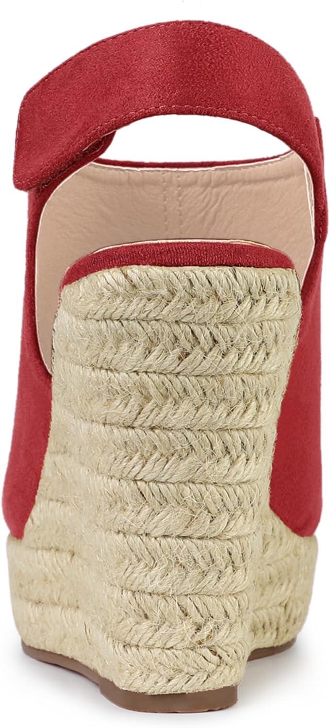 imageAllegra K Womens Espadrille Platform Heeled Wedges SandalsRed