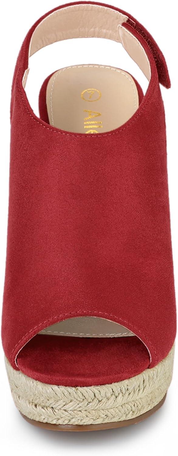 imageAllegra K Womens Espadrille Platform Heeled Wedges SandalsRed