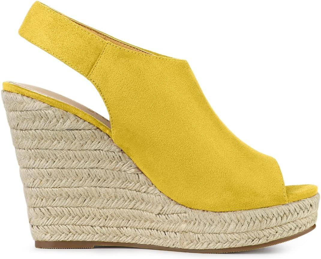 imageAllegra K Womens Espadrille Platform Heeled Wedges SandalsYellow