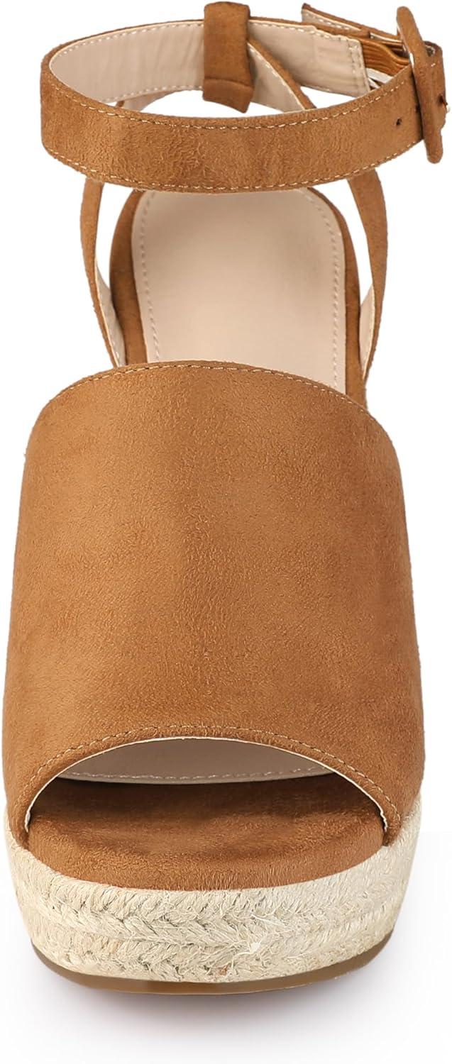 imageAllegra K Womens Espadrille Platform Slingback Wedges Heels SandalsBrown