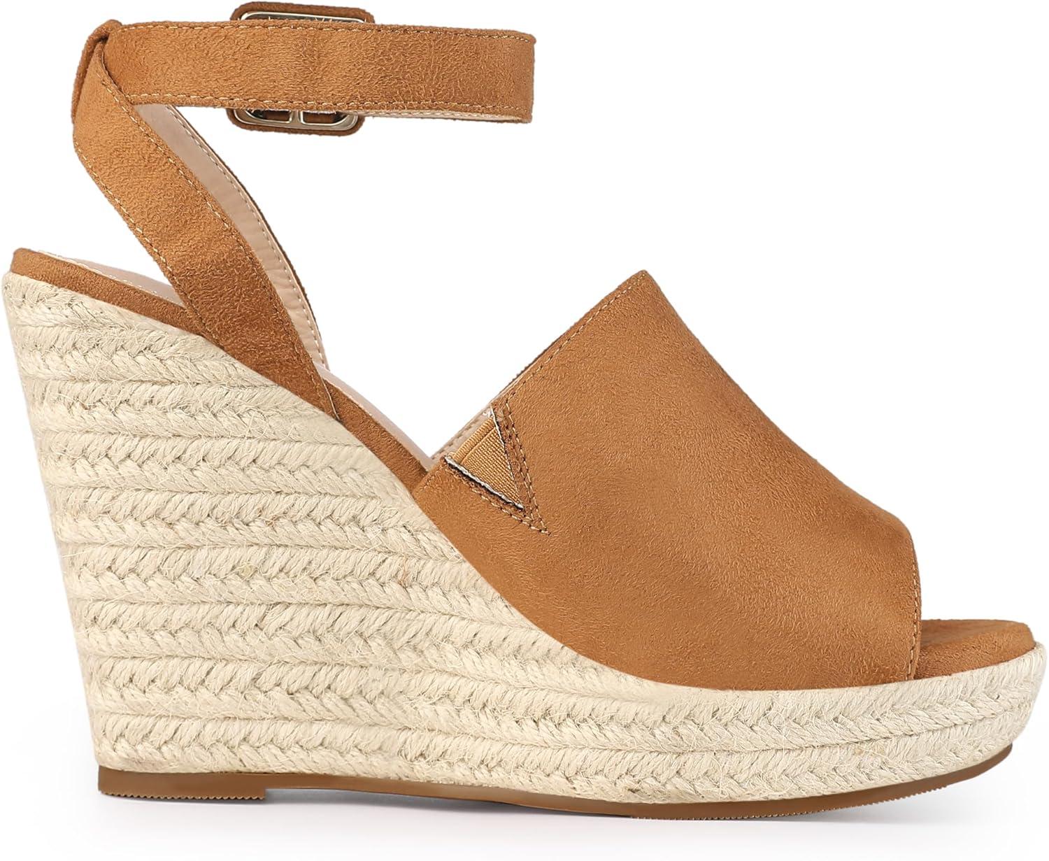 imageAllegra K Womens Espadrille Platform Slingback Wedges Heels SandalsBrown