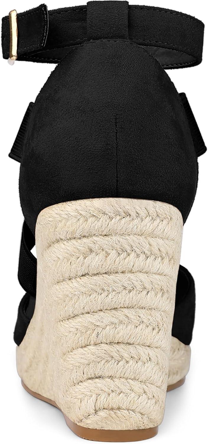 imageAllegra K Womens Espadrilles Closed Toe Wedges Heels SandalsBlack