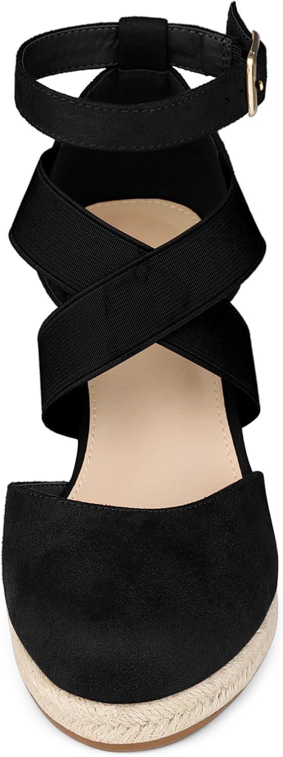 imageAllegra K Womens Espadrilles Closed Toe Wedges Heels SandalsBlack
