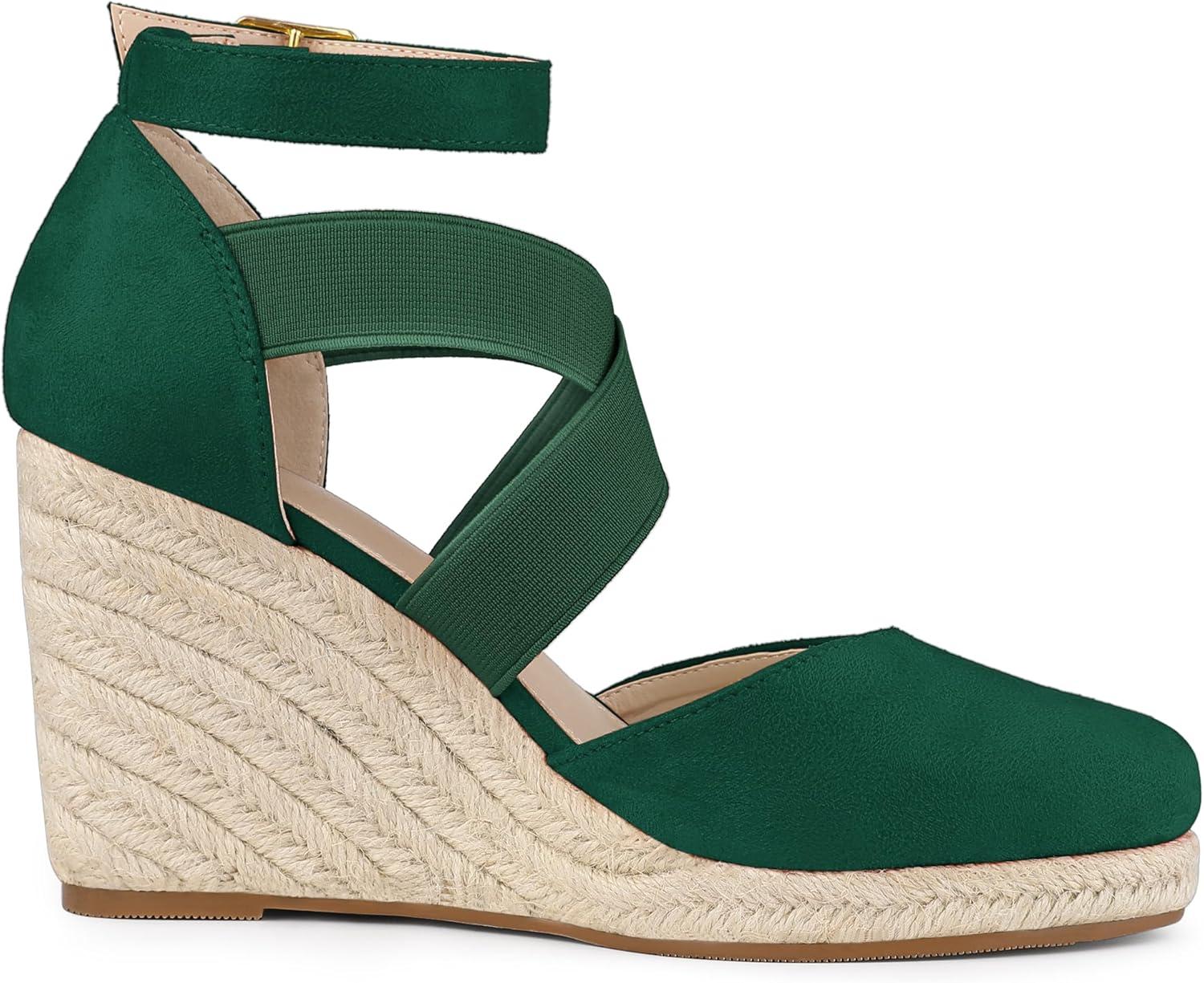 imageAllegra K Womens Espadrilles Closed Toe Wedges Heels SandalsEmerald Green