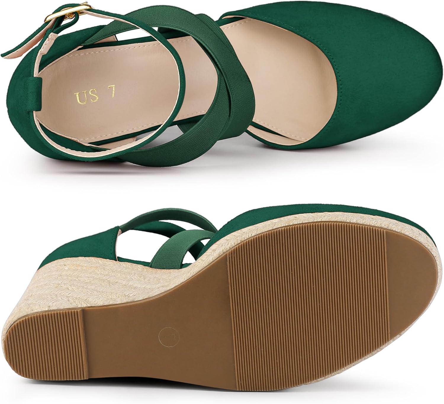 imageAllegra K Womens Espadrilles Closed Toe Wedges Heels SandalsEmerald Green