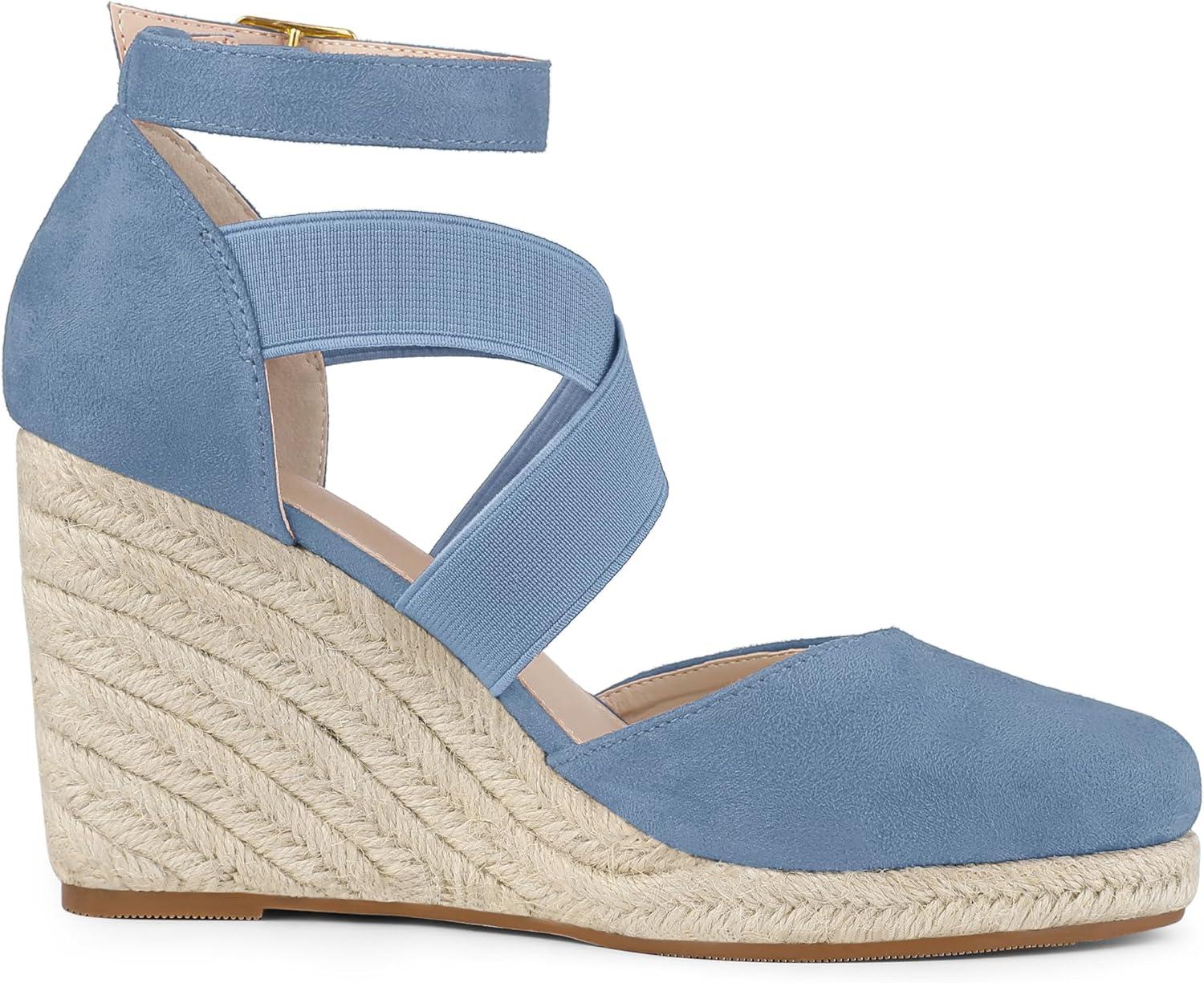 imageAllegra K Womens Espadrilles Closed Toe Wedges Heels SandalsHaze Blue