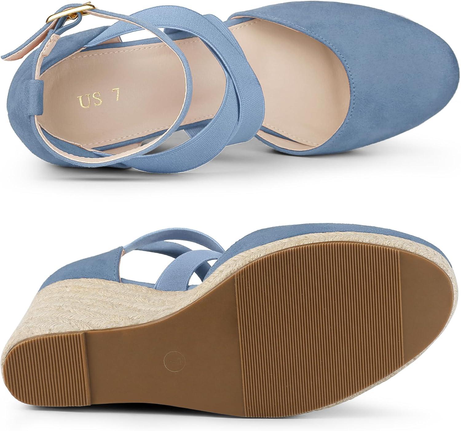 imageAllegra K Womens Espadrilles Closed Toe Wedges Heels SandalsHaze Blue