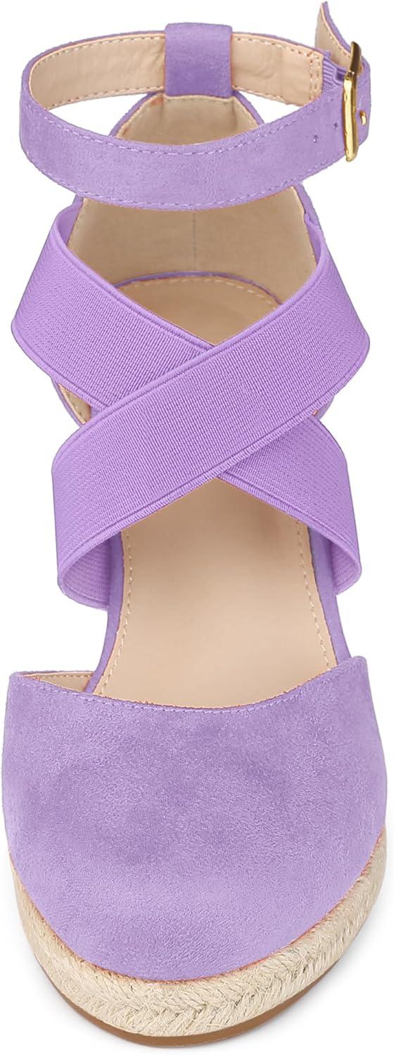 imageAllegra K Womens Espadrilles Closed Toe Wedges Heels SandalsPurple