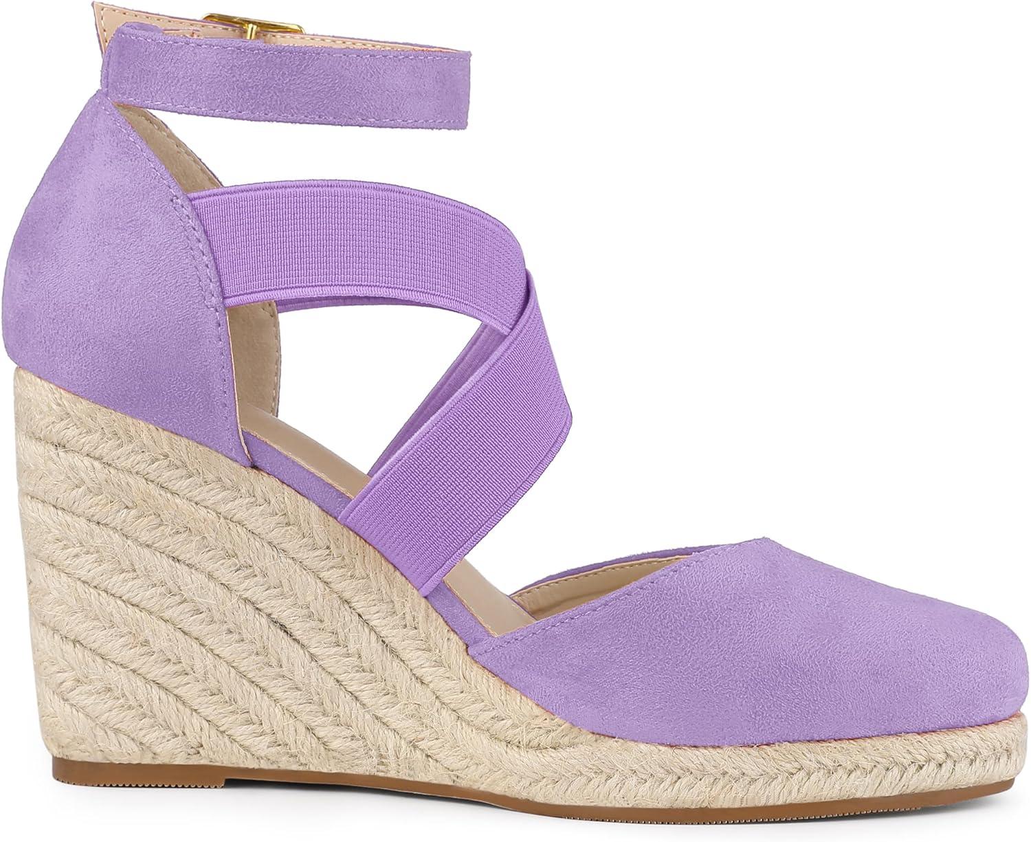 imageAllegra K Womens Espadrilles Closed Toe Wedges Heels SandalsPurple