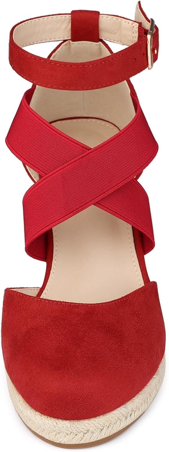 imageAllegra K Womens Espadrilles Closed Toe Wedges Heels SandalsRed