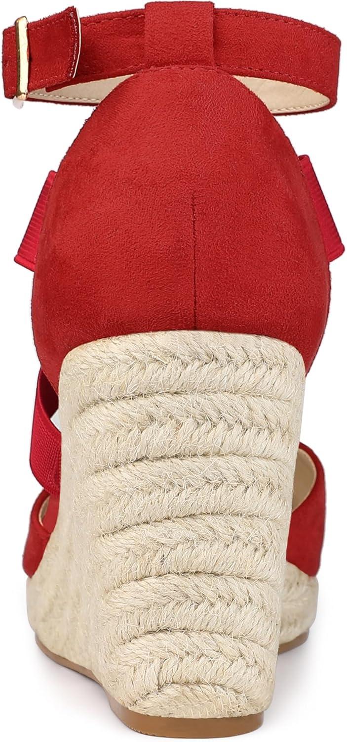 imageAllegra K Womens Espadrilles Closed Toe Wedges Heels SandalsRed