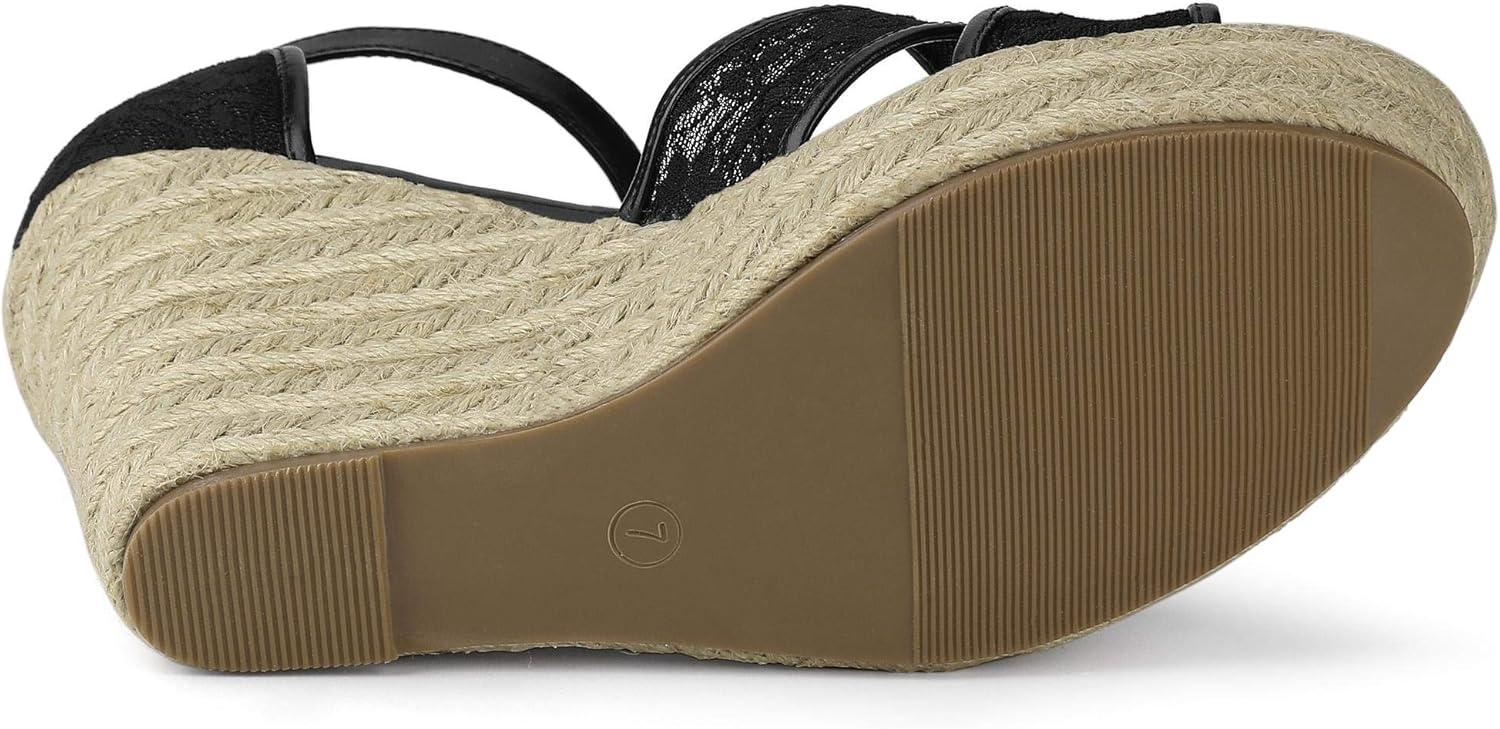 imageAllegra K Womens Espadrilles Lace Wedges Wedge SandalsBlack