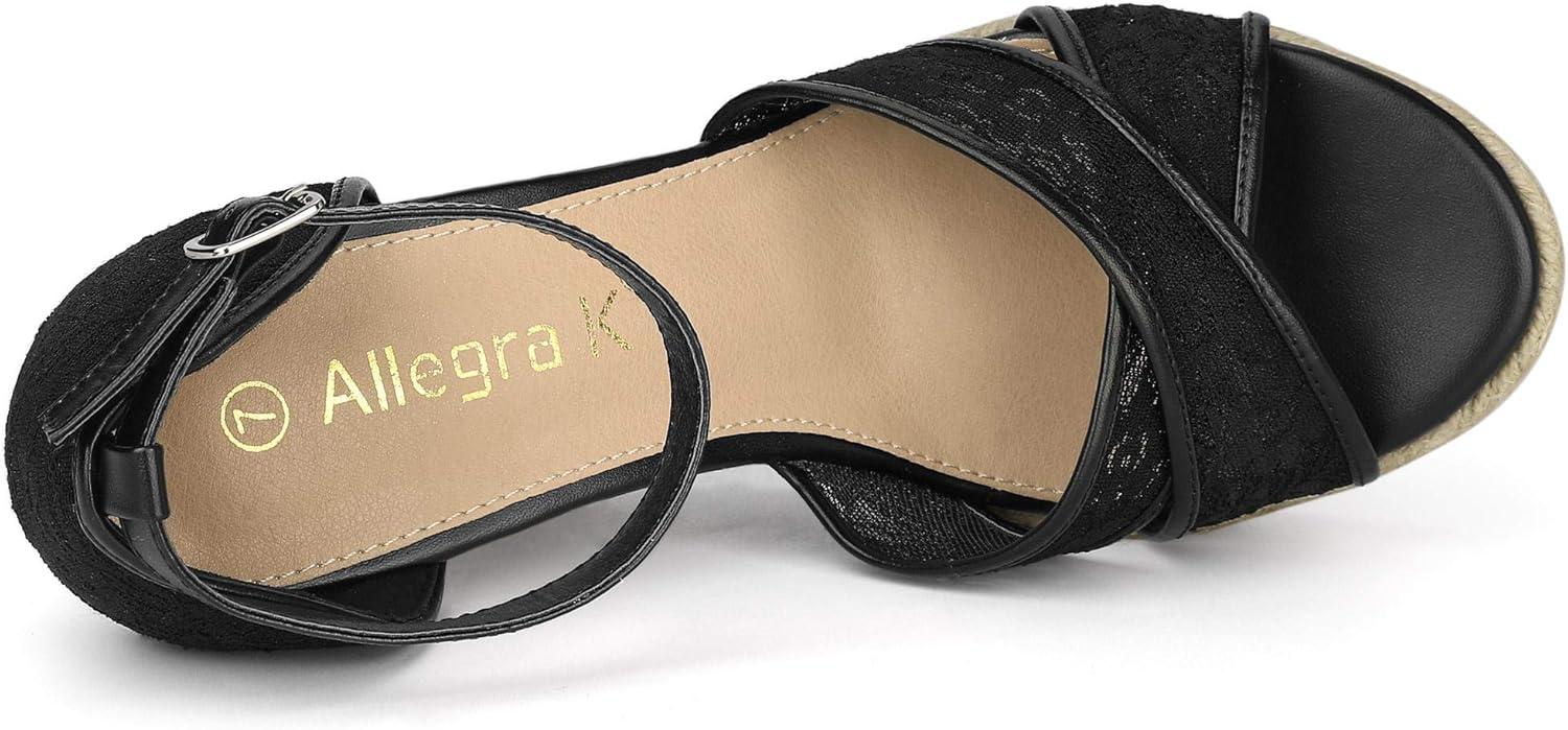 imageAllegra K Womens Espadrilles Lace Wedges Wedge SandalsBlack