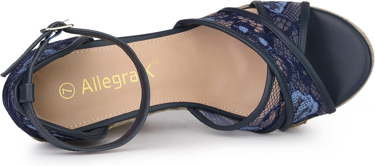 imageAllegra K Womens Espadrilles Lace Wedges Wedge SandalsDeep Blue